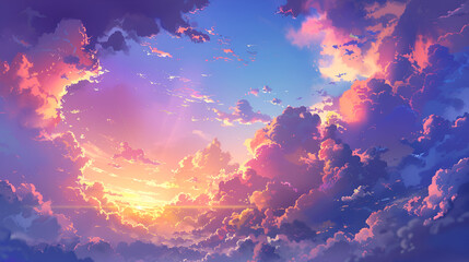 The atmosphere in the sky of the stratosphere ,Fantasy clouds in the sky at sunset. illustration for your design, Sky background with beautiful clouds ,Beautiful clouds in the sky at sunset.


