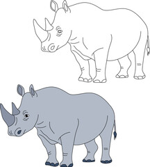 Rhino Clipart Set. Cartoon Wild Animals Clipart Set for Lovers of Wildlife.