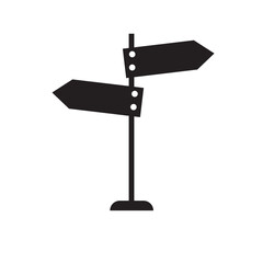 Traffic direction board icon. Street signpost filled vector isolate on white background. Wayfinding sign icon, Navigate effortlessly with our directional sign. Ideal for guidance-themed design.