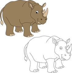 Rhino Clipart Set. Cartoon Wild Animals Clipart Set for Lovers of Wildlife.