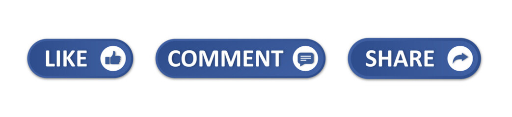 Like comment share buttons icons, Social media icons set transparent png