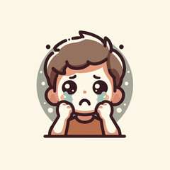 Vector image of a crying child