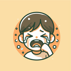 Obraz premium Vector image of a crying child