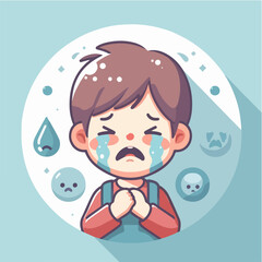 Naklejka premium Vector image of a crying child