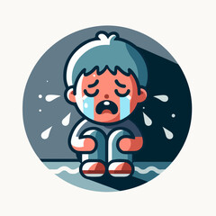 Vector image of a crying child