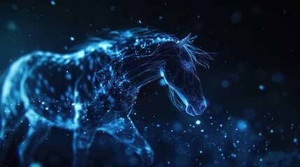 Fototapeta na wymiar Blue animal in the space with stars and nebula. 3d rendering