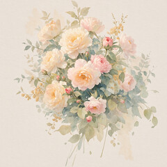 Elegant Watercolor Floral Illustration - 777926470