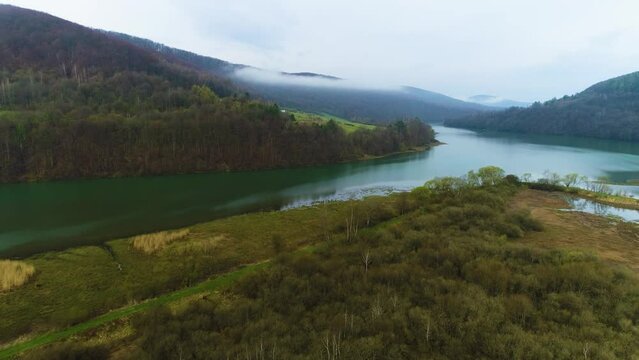 Myczkowskie Lake In Solina Bieszczady Aerial Poland