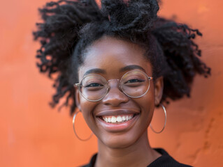 Radiant Smile and Stylish Glasses on Woman