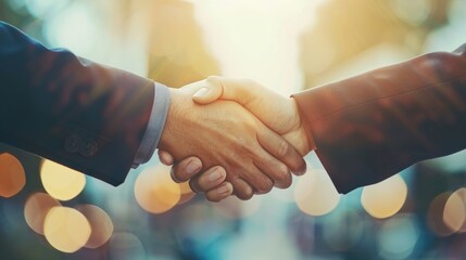 Businessmen making handshake with partner, greeting, dealing, merger and acquisition, business joint venture concept, - obrazy, fototapety, plakaty