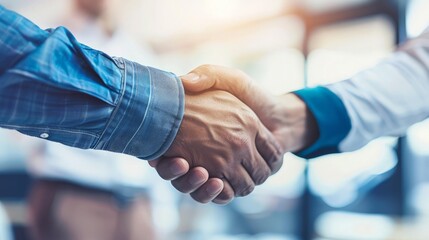Businessmen making handshake with partner, greeting, dealing, merger and acquisition, business joint venture concept, - obrazy, fototapety, plakaty