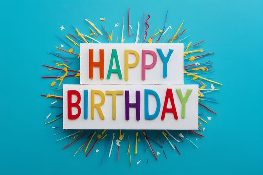 ImageStock Happy birthday celebration with colorful design, greeting card concept