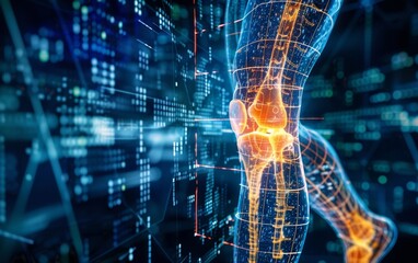 Futuristic Visualization of Human Knee Joint with Data Analysis.
