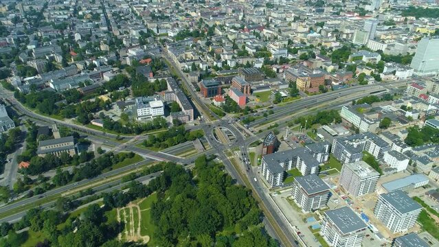 Aerial view of Mickiewicz Avenue in Lodz