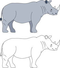 Rhino Clipart Set. Cartoon Wild Animals Clipart Set for Lovers of Wildlife.