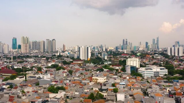 Aerial view of residential districts in West Jakarta