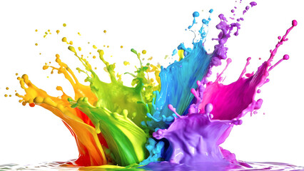 colorful paint splashes isolated on transparent background