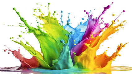 colorful paint splashes isolated on transparent background