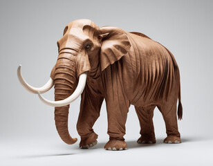 Obraz premium 3D mammoth or elephant in paper art origami, 