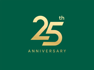 Obraz premium 25th Anniversary luxury gold celebration with Italics number style logo typography vector design concept. Twenty-five years anniversary gold logo template for celebration event, business, invitation.