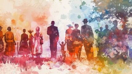 Celebrating juneteenth and african american liberation day. American holiday, celebrated in June 19. Water color style - obrazy, fototapety, plakaty