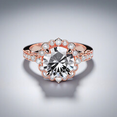 diamond ring Engagement Solitaire Style Ring, isolated in bright background