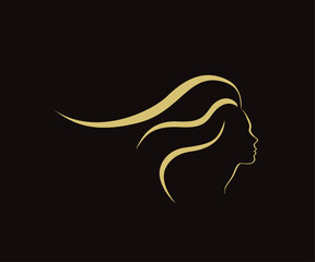 head of a beauty woman, beauty salon logo concept vector graphic design
