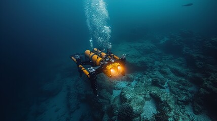 Autonomous underwater research drones exploring the deep sea
