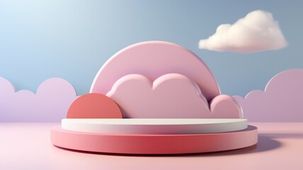 Soft pastel minimalist 3D podium with cute flair