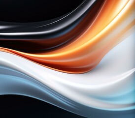 A close up of a black and white, orange and blue colored wavy design. Generative AI.