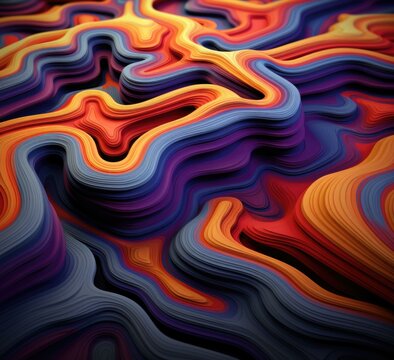 A colorful abstract image of a wavy pattern. Generative AI.