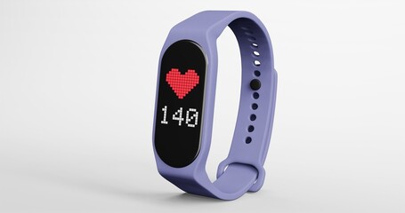 3d render of smart band, fitness watch, sport bracelet, or fitness activity tracker