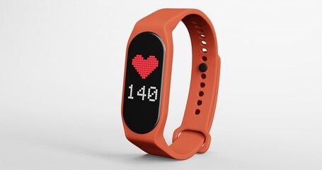 3d render of smart band, fitness watch, sport bracelet, or fitness activity tracker