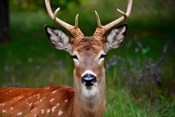 Peaceful deer with serene expression, eyes closed in relaxation