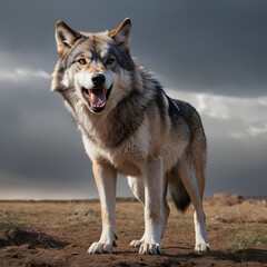 portrait of a wolf. Eurasian wolf, also known as the gray or grey wolf also known as Timber wolf. Scientific name: Canis lupus lupus. Natural habitat