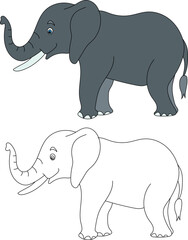 Elephant Clipart Set. Cartoon Wild Animals Clipart Set for Lovers of Wildlife.