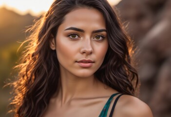 Naklejka premium A Portrait Of Breathtakingly Gorgeous, Exotic, Beautiful Woman. 