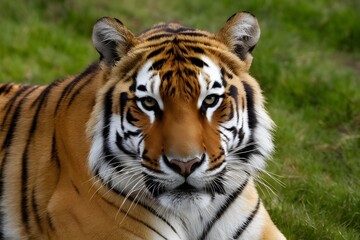 Fototapeta na wymiar Pic Bengal tigers fierce gaze showcases majestic pattern in striped fur