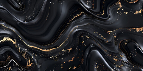 Abstract hand painted black and white with gold background, - obrazy, fototapety, plakaty