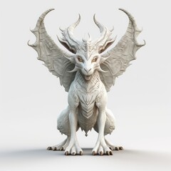 3D rendering of a fantasy dragon isolated on a white background.