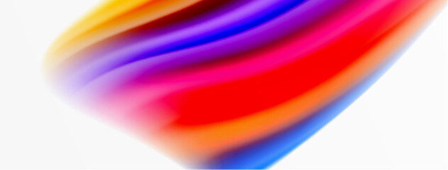 Rainbow color silk blurred wavy line background on white, luxuriously vibrant visually captivating backdrop. Stunning blend of colors reminiscent of rainbow, silky and gracefully blurred wavy pattern