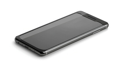 Modern touchscreen phone with a large glossy screen in a white background ,smart phone ,smartphone with black screen on white background
