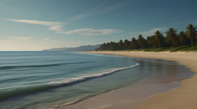 Serene Coast A Digital Artwork of a Tranquil Beach Scene.generative.ai