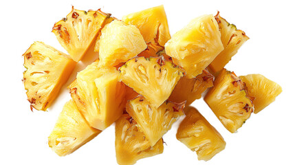 Pineapple chunks isolated on transparent white background