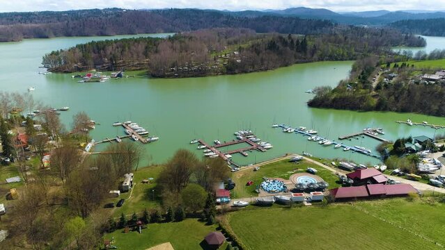 Solina Lake In Polanczyk Timelapse Bieszczady Aerial View Poland