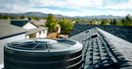 The ventilation system on the roof of a modern house. - obrazy, fototapety, plakaty
