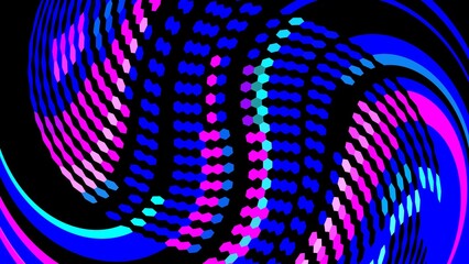 Abstract background of colorful wave arches. Wave lines of various colors, including black, blue, pink, turquoise and purple
