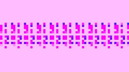 Pastel pink background with irregular squares arranged in a horizontal row
