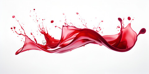 Photo of red juice splash refreshment drink fruit creative art on white background
