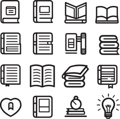 Set of Books thin line icons